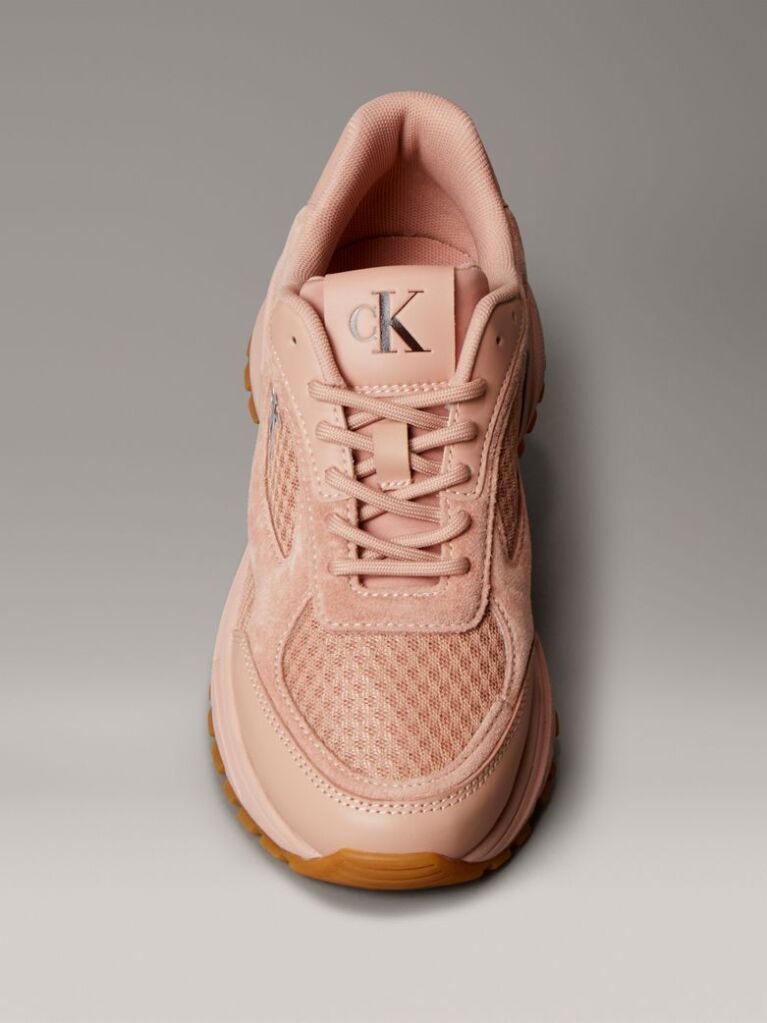Pink Leather and Breathable Mesh Trainers  Women