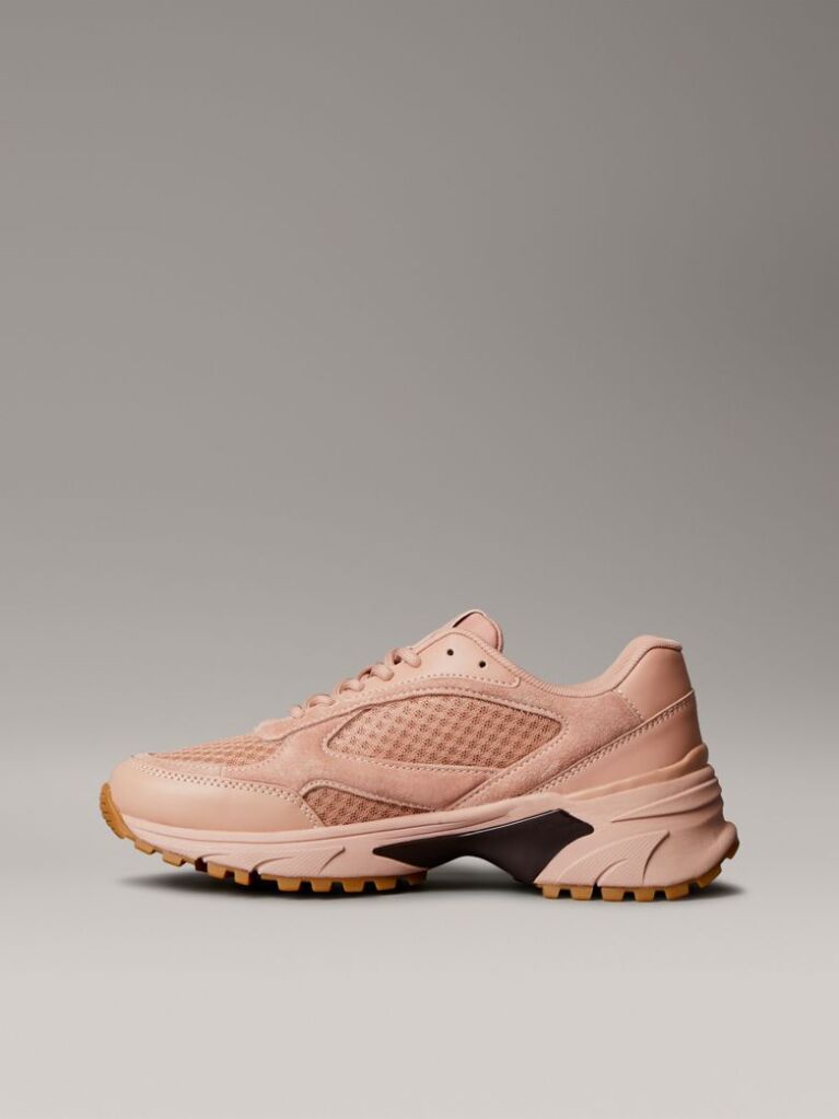 Pink Leather and Breathable Mesh Trainers  Women