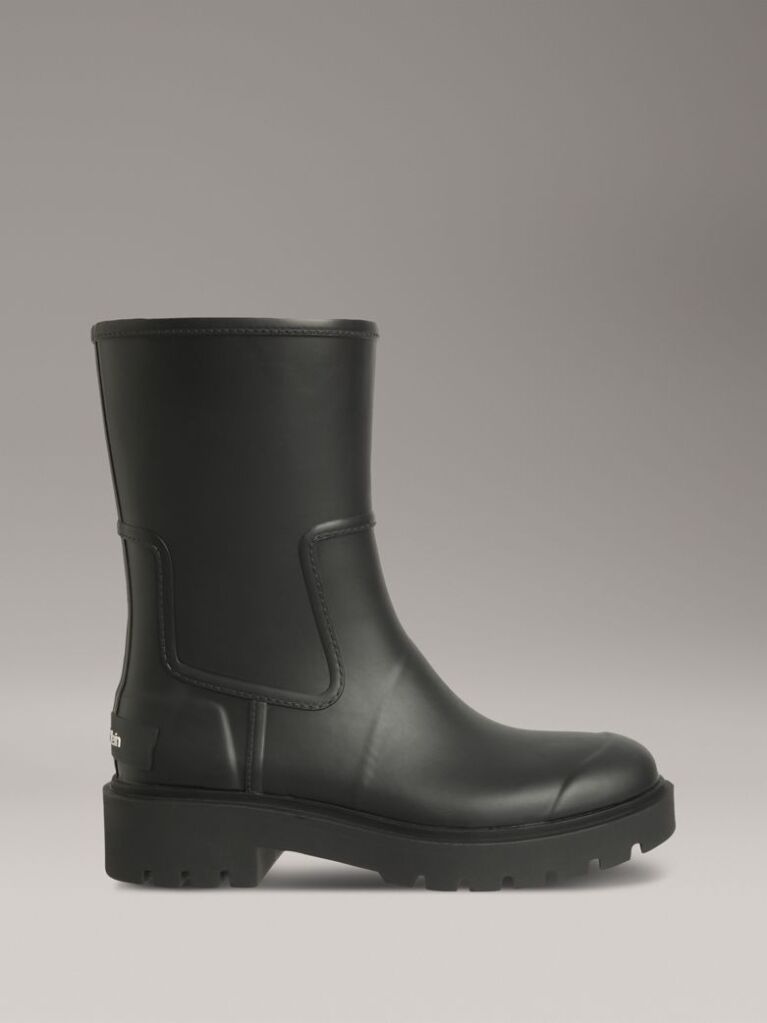 Black Waterproof Flexible Lug Sole Rainboots  Women