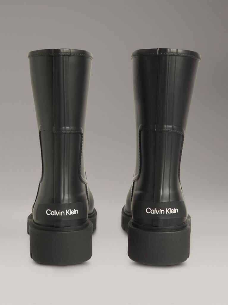Black Waterproof Flexible Lug Sole Rainboots  Women