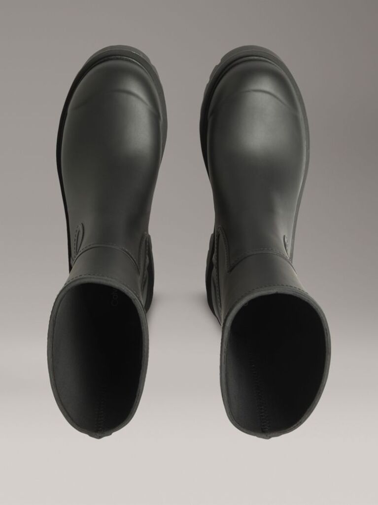 Black Waterproof Flexible Lug Sole Rainboots  Women