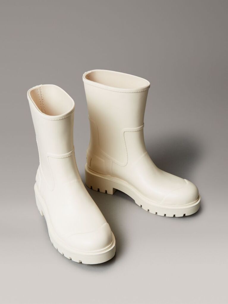 Beige Waterproof Flexible Lug Sole Rainboots  Women