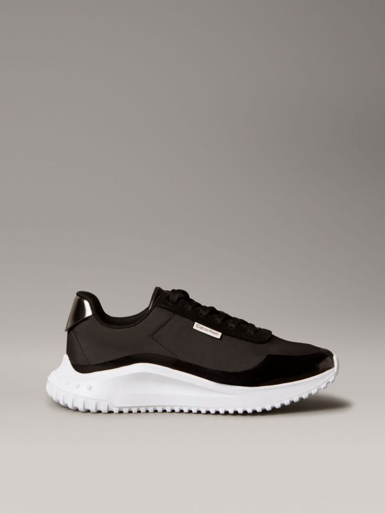 Black Mirrored Silver Tab Ultralight Trainers  Women