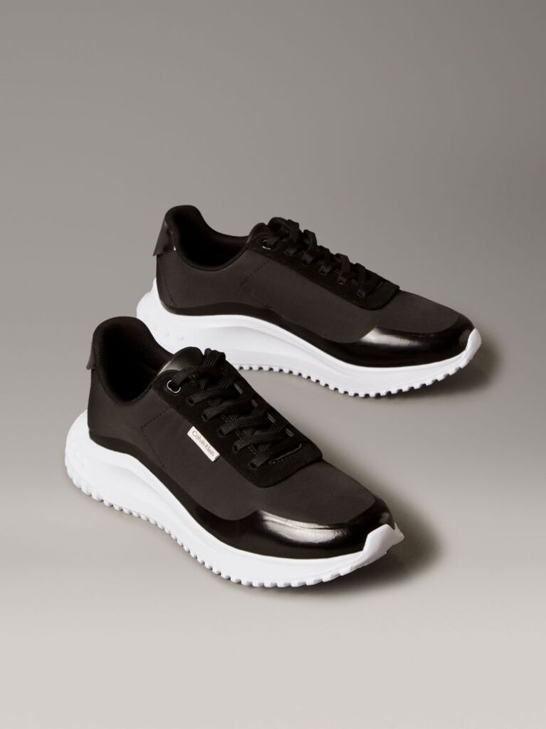 Black Mirrored Silver Tab Ultralight Trainers  Women