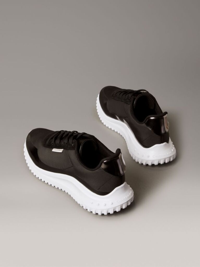 Black Mirrored Silver Tab Ultralight Trainers  Women