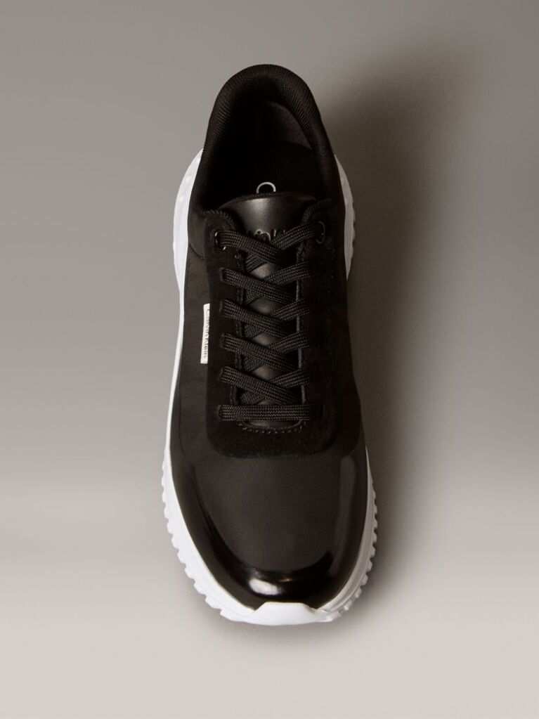 Black Mirrored Silver Tab Ultralight Trainers  Women