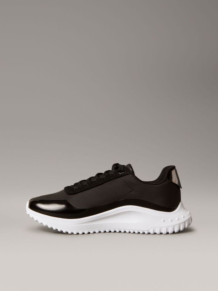 Black Mirrored Silver Tab Ultralight Trainers  Women